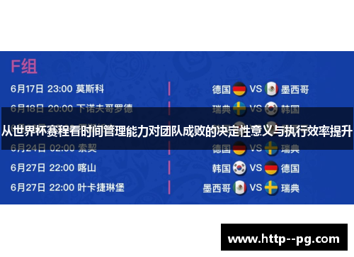 从世界杯赛程看时间管理能力对团队成败的决定性意义与执行效率提升 从世界杯赛程看时间管理能力对团队成败的决定性意义与执行效率提升